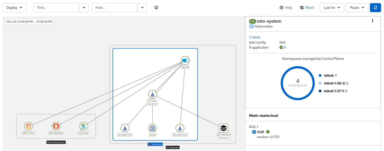 Control plane namespace information